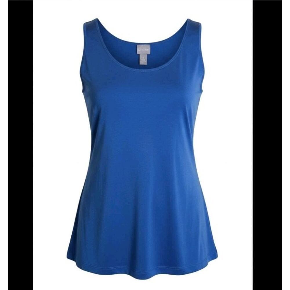 Chico's (size 1) Blue Sleeveless Tank Top Scoop Neck (excuse the wrinkles 🤭)